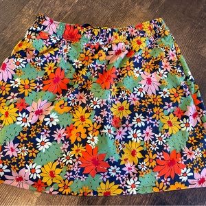 Toad&Co blue floral print skirt with short liner Sz XS NEW WITHOUT TAGS